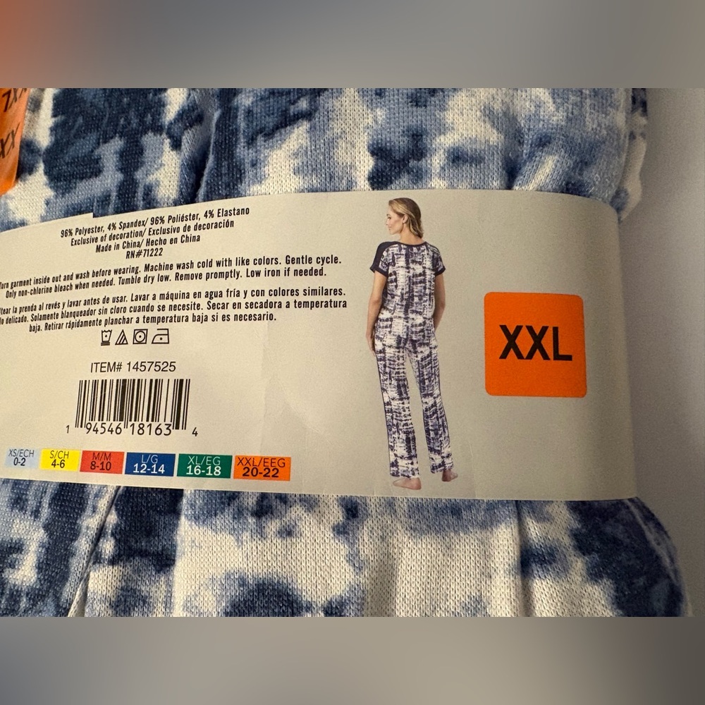 SOLD-Lucky Brand 4 Piece Pajama Set Blue Tie Dye Size XXL NWT - Picture 5 of 9